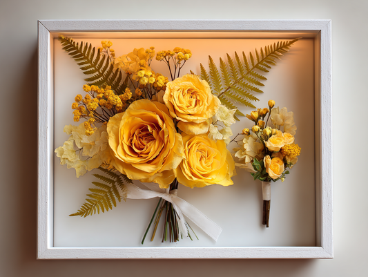 Bridal Bouquet Flower Preservation: Large Framed Wedding  Personalized Keepsake Shadow Box with Lights -